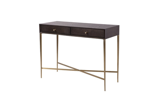 2 Drawer Console Table In Chocolate And Antique Brass Finish